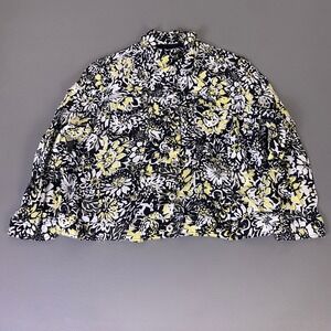 Saint Tropez West Jacket Women's‎ Plus Size 3X Linen Floral Black Yellow White